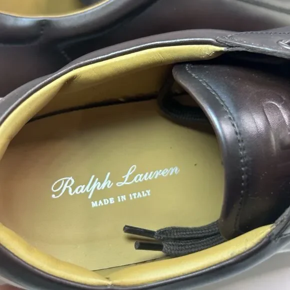 Ralph Lauren Purple Label Severn Sneaker Shoe Mens 7D BROWN Calf Leather - Picture 6 of 9